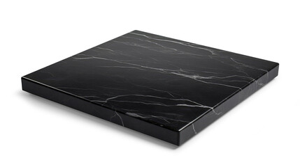 Empty black marble round slab with transparent background