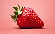 3d render strawberry on pink pastel background 