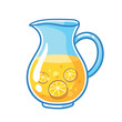 Orange juice in a decanter. Vector illustration with fruit juice.