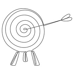 Poster - target with arrow continuous line drawn. hand drawing goal circle. vector illustration isolated on w