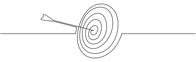 Poster - target with arrow continuous one line drawing. success concept. vector illustration isolated on whit