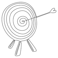 Poster - target with arrow continuous line drawn. hand drawing goal circle. vector illustration isolated on w