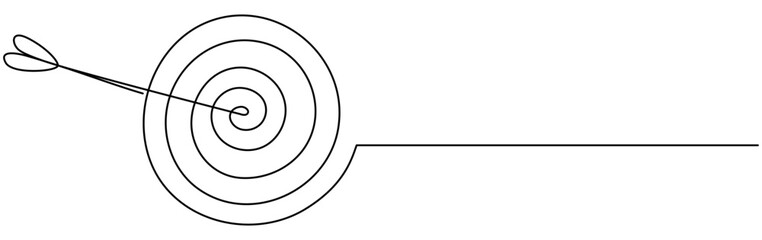 Poster - target with arrow continuous one line drawing. success concept. vector illustration isolated on whit