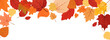 Autumn leaf border.Autumn leaves border frame.Leaf fall.Autumn flying leaves..Autumn leaves seamless border.Horizontal border with colorful leaves.