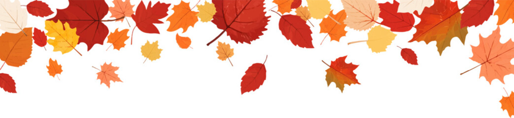 Wall Mural - Autumn leaf border.Autumn leaves border frame.Leaf fall.Autumn flying leaves..Autumn leaves seamless border.Horizontal border with colorful leaves.