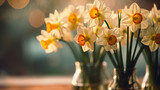 Fototapeta Kwiaty - Delightful Daffodils Bouquets of Flowers, bokeh 