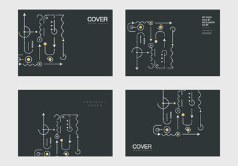 Poster - Abstract geometric shapes on cover brochures. Technological background. Vector creative design