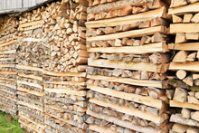 Stacked Dry Firewood As A Background