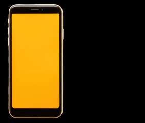 Cell phone on black background. Copy space.