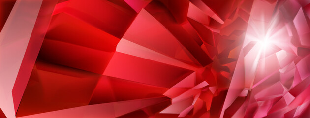 Canvas Print - Abstract crystal background in red colors with highlights on the facets and refracting of light