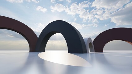 Abstract architecture background arched interior 3d render