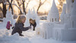 Witness the creativity of young minds at play, as children craft intricate snow forts and castles, turning the yard into a winter kingdom 