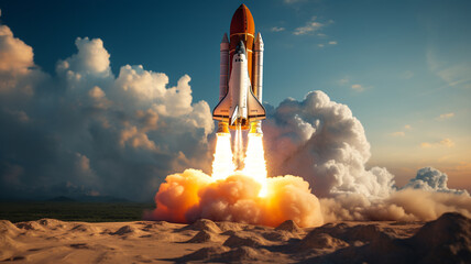 Wall Mural - rocket launch in the desert