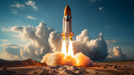 Wall Mural - rocket launch in the desert