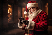 Santa Claus Using Smartphone