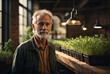 © Earthen Stock - senior male organic microgreens farmer