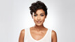© bmf-foto.de - portrait of an attractive indian female in her 30s with a short brown hair isolated against a white background