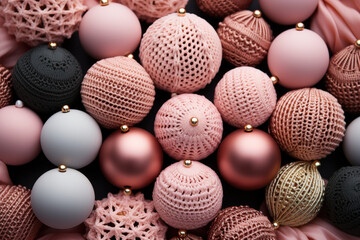 Poster - Handmade crocheted pink Christmas decoration. 