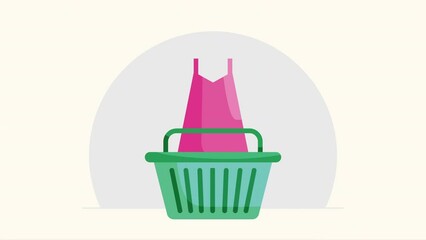 Poster - green shopping basket market animation