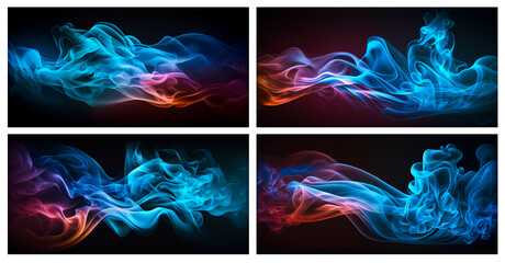 smoke abstract blue wave set for mobile, web, youtube, twitter background. special effects smoke and