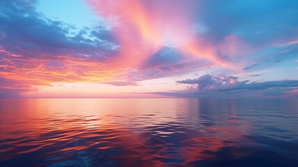 Wall Mural - beautiful rainbow on sea at  sunset sky  wild field and flowers  field nature landscape 