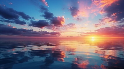 Wall Mural - beautiful rainbow on sea at  sunset sky  wild field and flowers  field nature landscape 