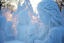 Snow sculptures in winter.