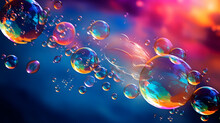 Abstract Pc Desktop Wallpaper Background With Flying Bubbles On A Colorful Background 

