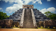 Ancient Mayan pyramid, Chichen Itza, Yucatan, Mexico. An ancient stepped Mayan pyramid
