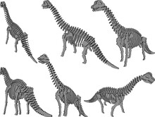 Vector Sketch Illustration Of A Lego Toy Prehistoric Dinosaur Fossil Skeleton