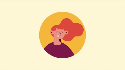 Wall Mural - woman with red hair profile animation