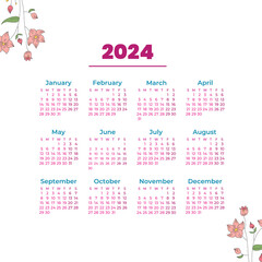 Wall Mural - calendar for 2024