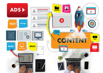 Poster - content marketing content data blogging media publication information vision concept.
