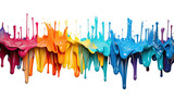 colorful cascading melted liquid rainbow crayons splash frozen in an abstract futuristic 3d texture isolated on a transparent background, generative ai