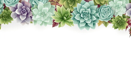 Wall Mural - header with succulent plants on a white background