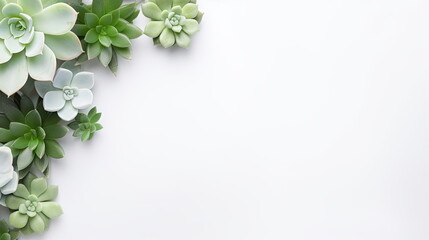 header with succulent plants on a white background