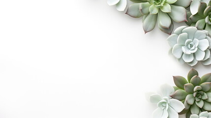 Wall Mural - header with succulent plants on a white background