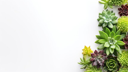 Wall Mural - header with succulent plants on a white background