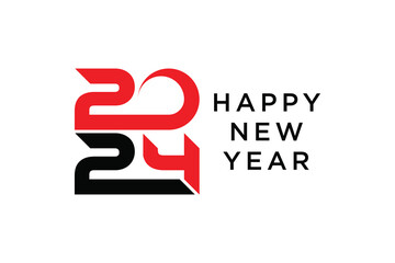 Wall Mural - 2024 happy new year logo design template vector illustration with creative idea