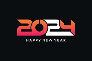 Wall Mural - 2024 happy new year logo design template vector illustration with creative idea