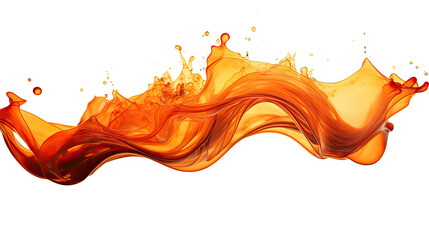 liquid molten amber red in an abstract futuristic 3d texture isolated on a transparent background, generative ai