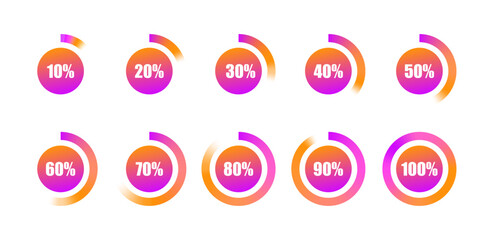 Poster - Set of circular progress bar icons. Timer icon. Good for download display. Flat element indicator. Vector illustration. Stock image.