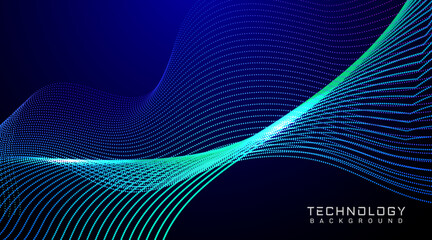 Poster - digital abstract flowing particles technology background
