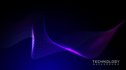 Poster - digital abstract flowing particles technology background