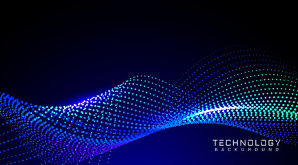Poster - digital abstract flowing particles technology background