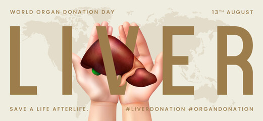 Wall Mural - World organ donation day with liver for transplantation, saving lives, artwork, print, doodle, vector illustration (Vector)