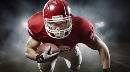 a football player in a red uniform