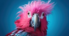 A Pink Flamingo With A Blue Background