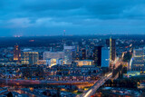 Fototapeta Londyn - View of The Hague  city center skyline at night with the government towers