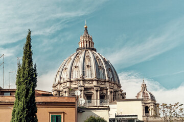 the dome of st. peter's basilica in the vatican, rome, italy